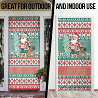 Hawaiian Funny Santa Surf Door Cover Mele Kalikimaka Palaka Quilt Pattern - Polynesian Pride