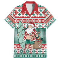 Hawaiian Funny Santa Surf Family Matching Tank Maxi Dress and Hawaiian Shirt Mele Kalikimaka Palaka Quilt Pattern - Polynesian Pride