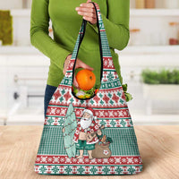 Hawaiian Funny Santa Surf Grocery Bag Mele Kalikimaka Palaka Quilt Pattern - Polynesian Pride