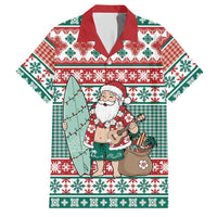Hawaiian Funny Santa Surf Hawaiian Shirt Mele Kalikimaka Palaka Quilt Pattern LT9 Green - Polynesian Pride