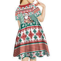 Hawaiian Funny Santa Surf Kid Short Sleeve Dress Mele Kalikimaka Palaka Quilt Pattern LT9 - Polynesian Pride