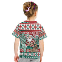 Hawaiian Funny Santa Surf Kid T Shirt Mele Kalikimaka Palaka Quilt Pattern LT9 - Polynesian Pride