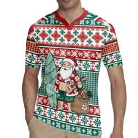 Hawaiian Funny Santa Surf Rugby Jersey Mele Kalikimaka Palaka Quilt Pattern LT9 - Polynesian Pride