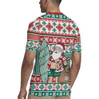 Hawaiian Funny Santa Surf Rugby Jersey Mele Kalikimaka Palaka Quilt Pattern LT9 - Polynesian Pride