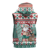 Hawaiian Funny Santa Surf Sleeveless Zip Hoodie Mele Kalikimaka Palaka Quilt Pattern LT9 - Polynesian Pride