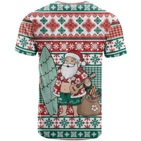 Hawaiian Funny Santa Surf T Shirt Mele Kalikimaka Palaka Quilt Pattern LT9 - Polynesian Pride