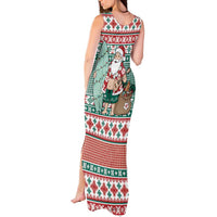 Hawaiian Funny Santa Surf Tank Maxi Dress Mele Kalikimaka Palaka Quilt Pattern - Polynesian Pride