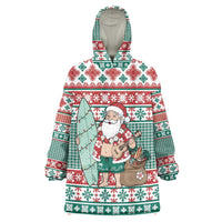 Hawaiian Funny Santa Surf Wearable Blanket Hoodie Mele Kalikimaka Palaka Quilt Pattern - Polynesian Pride