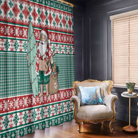 Hawaiian Funny Santa Surf Window Curtain Mele Kalikimaka Palaka Quilt Pattern - Polynesian Pride