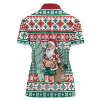 Hawaiian Funny Santa Surf Women Polo Shirt Mele Kalikimaka Palaka Quilt Pattern LT9 - Polynesian Pride