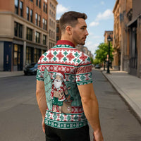 Hawaiian Funny Santa Surf Zipper Polo Shirt Mele Kalikimaka Palaka Quilt Pattern LT9 - Polynesian Pride