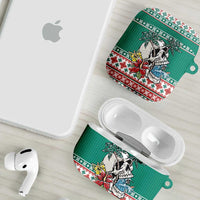 Hawaiian Skull Surfs AirPods Case Mele Kalikimaka Palaka Quilt Pattern LT9 - Polynesian Pride