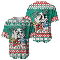 Hawaiian Skull Surfs Baseball Jersey Mele Kalikimaka Palaka Quilt Pattern LT9 - Polynesian Pride