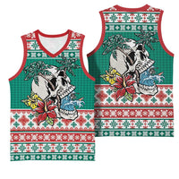 Hawaiian Skull Surfs Basketball Jersey Mele Kalikimaka Palaka Quilt Pattern - Polynesian Pride