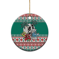 Hawaiian Skull Surfs Ceramic Ornament Mele Kalikimaka Palaka Quilt Pattern - Polynesian Pride