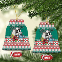 Hawaiian Skull Surfs Ceramic Ornament Mele Kalikimaka Palaka Quilt Pattern - Polynesian Pride