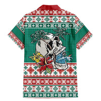 Hawaiian Skull Surfs Family Matching Mermaid Dress and Hawaiian Shirt Mele Kalikimaka Palaka Quilt Pattern - Polynesian Pride