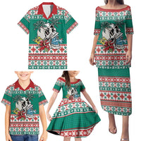 Hawaiian Skull Surfs Family Matching Puletasi and Hawaiian Shirt Mele Kalikimaka Palaka Quilt Pattern LT9 - Polynesian Pride