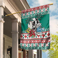 Hawaiian Skull Surfs Garden Flag Mele Kalikimaka Palaka Quilt Pattern - Polynesian Pride