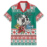 Hawaiian Skull Surfs Hawaiian Shirt Mele Kalikimaka Palaka Quilt Pattern LT9 Green - Polynesian Pride