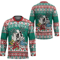 Hawaiian Skull Surfs Hockey Jersey Mele Kalikimaka Palaka Quilt Pattern LT9 - Polynesian Pride