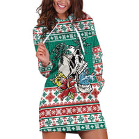 Hawaiian Skull Surfs Hoodie Dress Mele Kalikimaka Palaka Quilt Pattern - Polynesian Pride