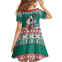 Hawaiian Skull Surfs Kid Short Sleeve Dress Mele Kalikimaka Palaka Quilt Pattern LT9 - Polynesian Pride
