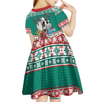 Hawaiian Skull Surfs Kid Short Sleeve Dress Mele Kalikimaka Palaka Quilt Pattern LT9 - Polynesian Pride