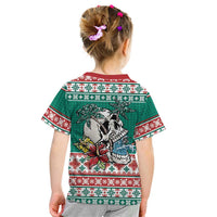 Hawaiian Skull Surfs Kid T Shirt Mele Kalikimaka Palaka Quilt Pattern LT9 - Polynesian Pride