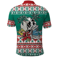 Hawaiian Skull Surfs Polo Shirt Mele Kalikimaka Palaka Quilt Pattern LT9 - Polynesian Pride