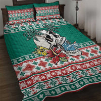 Hawaiian Skull Surfs Quilt Bed Set Mele Kalikimaka Palaka Quilt Pattern - Polynesian Pride