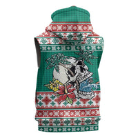 Hawaiian Skull Surfs Sleeveless Zip Hoodie Mele Kalikimaka Palaka Quilt Pattern LT9 - Polynesian Pride