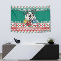 Hawaiian Skull Surfs Tapestry Mele Kalikimaka Palaka Quilt Pattern - Polynesian Pride