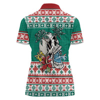 Hawaiian Skull Surfs Women Polo Shirt Mele Kalikimaka Palaka Quilt Pattern LT9 - Polynesian Pride