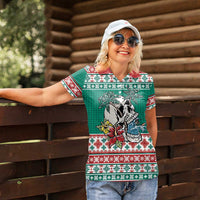 Hawaiian Skull Surfs Women Polo Shirt Mele Kalikimaka Palaka Quilt Pattern LT9 - Polynesian Pride