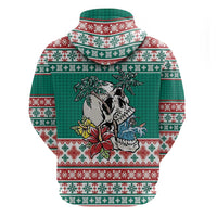 Hawaiian Skull Surfs Zip Hoodie Mele Kalikimaka Palaka Quilt Pattern - Polynesian Pride