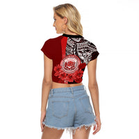 Aloha Vintage Hawaii Tribal Raglan Cropped T Shirt Red Style LT9 - Polynesian Pride