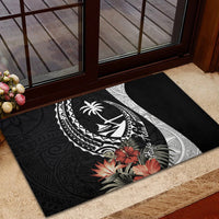 Hafa Adai Guam Rubber Doormat Tropical Flowers with Polynesian Pattern LT9 - Polynesian Pride