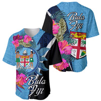 Bula Fiji Vintage Fijian Masi Pattern Baseball Jersey Blue Unique LT9 - Polynesian Pride