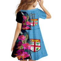 Bula Fiji Vintage Fijian Masi Pattern Family Matching Tank Maxi Dress and Hawaiian Shirt Blue Unique LT9 - Polynesian Pride