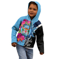 Bula Fiji Vintage Fijian Masi Pattern Kid Hoodie Blue Unique LT9 - Polynesian Pride