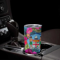 Bula Fiji Vintage Fijian Masi Pattern Tumbler Cup Blue Unique