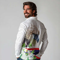 Philippines Eagle and Sampaguita Flowers Long Sleeve Polo Shirt Polynesian Pattern