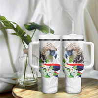Philippines Eagle and Sampaguita Flowers Tumbler With Handle Polynesian Pattern LT9