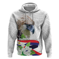 Philippines Eagle and Sampaguita Flowers Zip Hoodie Polynesian Pattern