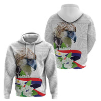 Philippines Eagle and Sampaguita Flowers Zip Hoodie Polynesian Pattern
