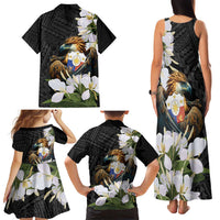 Philippines Eagle with Coat Of Arm Family Matching Tank Maxi Dress and Hawaiian Shirt Simple Sampaguita Jasmine
