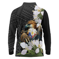 Philippines Eagle with Coat Of Arm Long Sleeve Polo Shirt Simple Sampaguita Jasmine