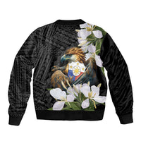 Philippines Eagle with Coat Of Arm Sleeve Zip Bomber Jacket Simple Sampaguita Jasmine LT9 - Polynesian Pride
