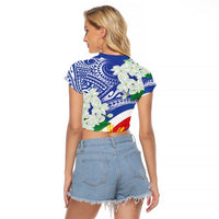 Philippines Flag Raglan Cropped T Shirt Sampaguita Jasmine with Polynesian Tribal
